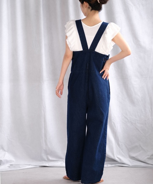 ＡＮＤＪ（アンドジェイ）の「デニムハイウエストサロペット（サロペット/オーバーオール・レディース・オフホワイト/ベージュ/ブルー・M）」の15枚目の写真