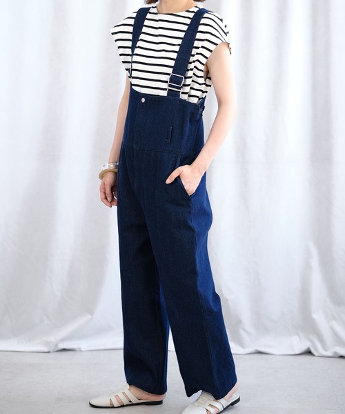 ＡＮＤＪ（アンドジェイ）の「デニムハイウエストサロペット（サロペット/オーバーオール・レディース・オフホワイト/ベージュ/ブルー・M）」の18枚目の写真