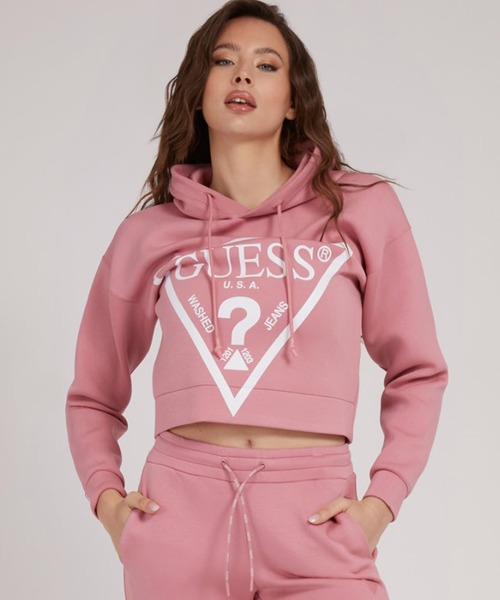Guess（ゲス）の「Eco Triangle Logo Hooded Parka（パーカー・レディース・ライトブルー/ベージュ/オフホワイト/ピンク/ブラック・SMALL/MEDIUM/LARGE/X-SMALL）」の5枚目の写真