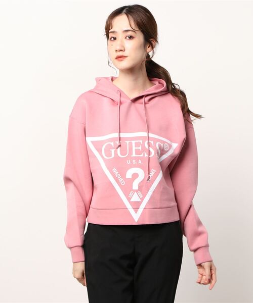 Guess（ゲス）の「Eco Triangle Logo Hooded Parka（パーカー・レディース・ライトブルー/ベージュ/オフホワイト/ピンク/ブラック・SMALL/MEDIUM/LARGE/X-SMALL）」の9枚目の写真