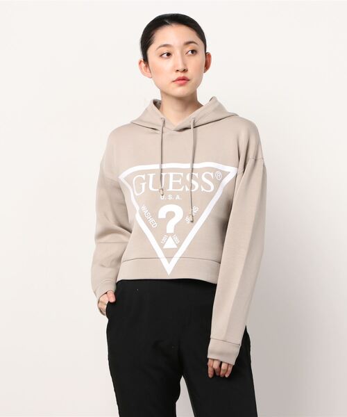Guess（ゲス）の「Eco Triangle Logo Hooded Parka（パーカー・レディース・ライトブルー/ベージュ/オフホワイト/ピンク/ブラック・SMALL/MEDIUM/LARGE/X-SMALL）」の14枚目の写真