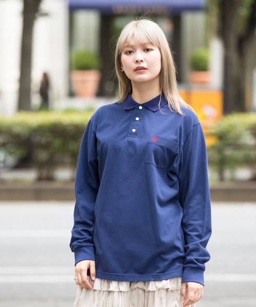 Munsingwear Grand-Slam（マンシングウェア　グランドスラム）の「60年代アクションフリーガセット付き長袖ポロシャツ（ポロシャツ・メンズ・ホワイト/グレー/ブラウン/ネイビー・S/M/L/XL）」の4枚目の写真