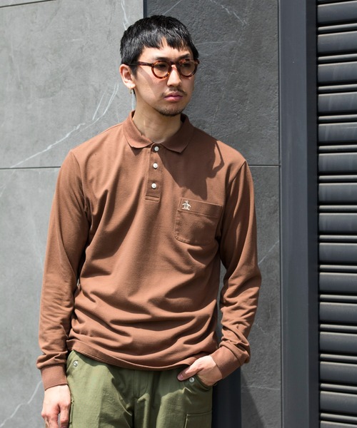 Munsingwear Grand-Slam（マンシングウェア　グランドスラム）の「60年代アクションフリーガセット付き長袖ポロシャツ（ポロシャツ・メンズ・ホワイト/グレー/ブラウン/ネイビー・S/M/L/XL）」の13枚目の写真
