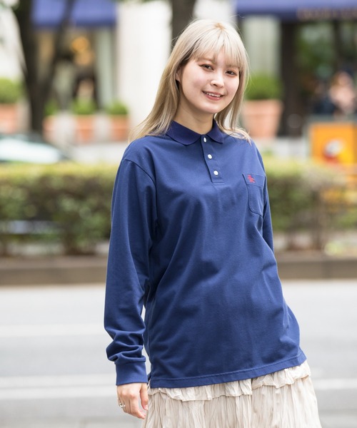 Munsingwear Grand-Slam（マンシングウェア　グランドスラム）の「60年代アクションフリーガセット付き長袖ポロシャツ（ポロシャツ・メンズ・ホワイト/グレー/ブラウン/ネイビー・S/M/L/XL）」の12枚目の写真