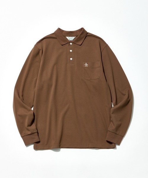 Munsingwear Grand-Slam（マンシングウェア　グランドスラム）の「60年代アクションフリーガセット付き長袖ポロシャツ（ポロシャツ・メンズ・ホワイト/グレー/ブラウン/ネイビー・S/M/L/XL）」の11枚目の写真