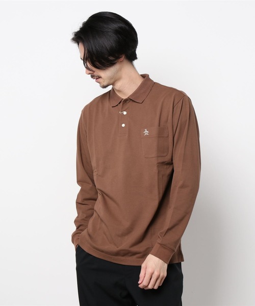 Munsingwear Grand-Slam（マンシングウェア　グランドスラム）の「60年代アクションフリーガセット付き長袖ポロシャツ（ポロシャツ・メンズ・ホワイト/グレー/ブラウン/ネイビー・S/M/L/XL）」の5枚目の写真