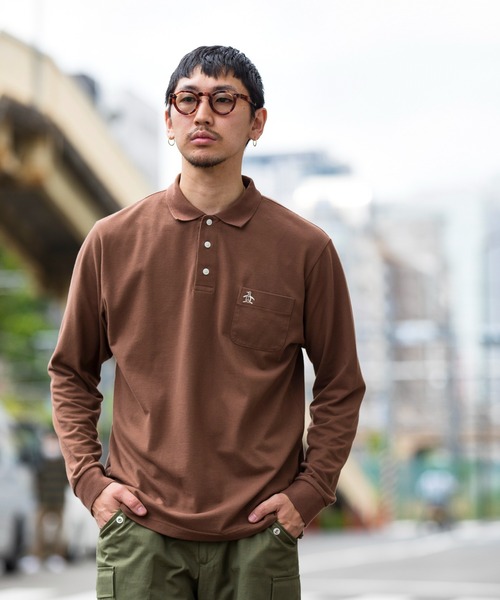 Munsingwear Grand-Slam（マンシングウェア　グランドスラム）の「60年代アクションフリーガセット付き長袖ポロシャツ（ポロシャツ・メンズ・ホワイト/グレー/ブラウン/ネイビー・S/M/L/XL）」の21枚目の写真