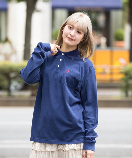 Munsingwear Grand-Slam（マンシングウェア　グランドスラム）の「60年代アクションフリーガセット付き長袖ポロシャツ（ポロシャツ・メンズ・ホワイト/グレー/ブラウン/ネイビー・S/M/L/XL）」の22枚目の写真