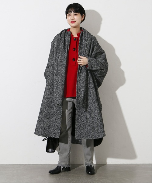 最終価格ジャーナルスタンダードシルク混ヘリンボンデザインワイドコート