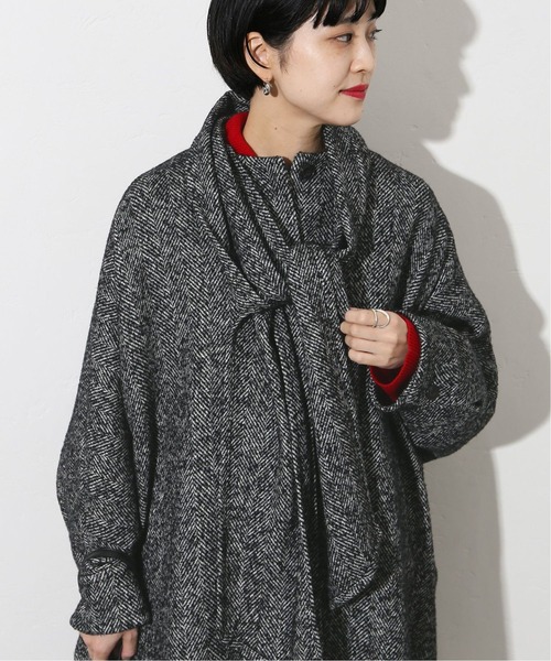 最終価格　ジャーナルスタンダード　シルク混ヘリンボンデザインワイドコート 最終価格ジャーナルスタンダードシルク混ヘリンボンデザインワイドコート