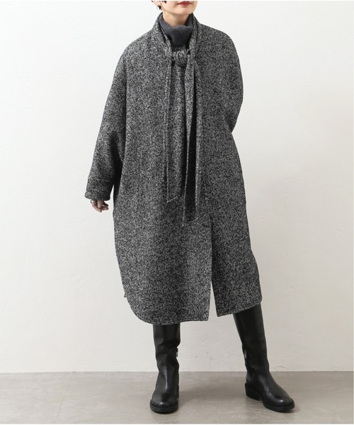 最終価格ジャーナルスタンダードシルク混ヘリンボンデザインワイドコート