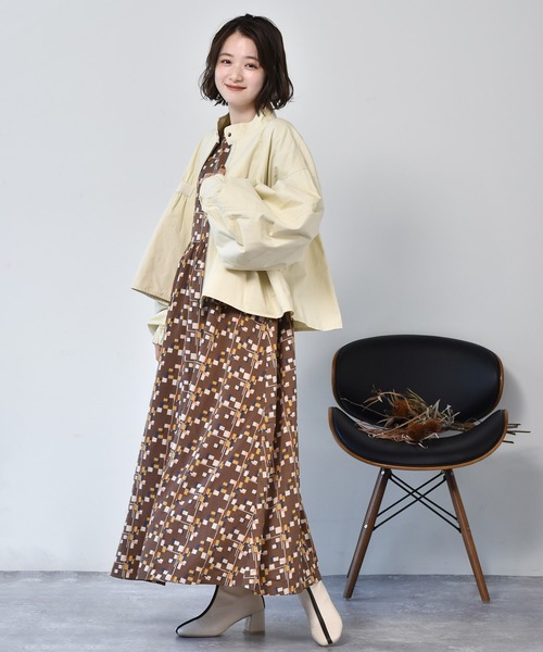 RETRO GIRL（レトロガール）の「ショートミリタリーBZ（ミリタリージャケット・レディース・ブラウン/グリーン/アイボリー・FREE）」の5枚目の写真