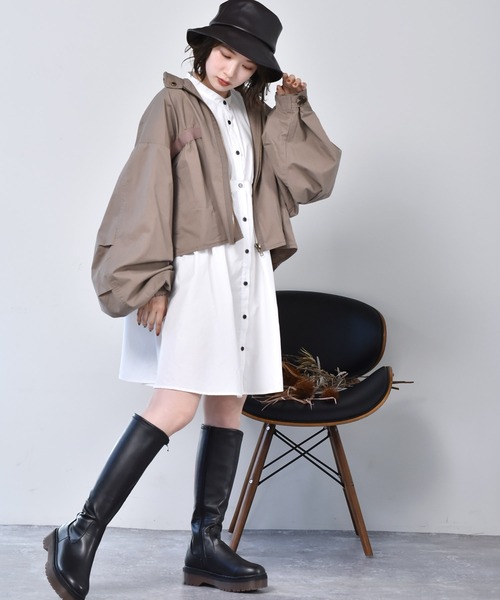 RETRO GIRL（レトロガール）の「ショートミリタリーBZ（ミリタリージャケット・レディース・ブラウン/グリーン/アイボリー・FREE）」の10枚目の写真