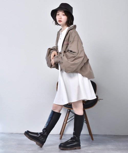 RETRO GIRL（レトロガール）の「ショートミリタリーBZ（ミリタリージャケット・レディース・ブラウン/グリーン/アイボリー・FREE）」の12枚目の写真