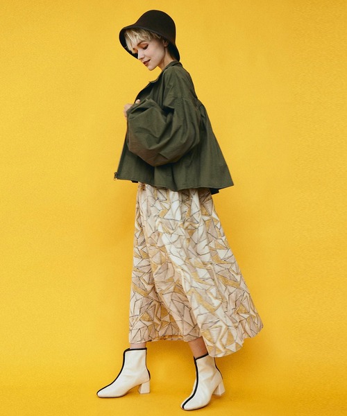 RETRO GIRL（レトロガール）の「ショートミリタリーBZ（ミリタリージャケット・レディース・ブラウン/グリーン/アイボリー・FREE）」の8枚目の写真