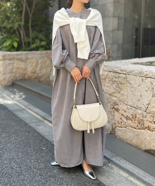 SETUP7（セットアップセブン）の「【SETUP7】ラウンドネック3WAYルーズワンピース きれいめ　ロング丈（ワンピース・レディース・ブラック/アイボリー/ミント/ホワイト/ネイビー/ブラック系その他2/ベージュ系その他2/グレー系2/インディゴブルー/ベージュ/グレー/オレンジ/サックスブルー/ブラウン系その他2/レッド系その他・FREE）」の5枚目の写真