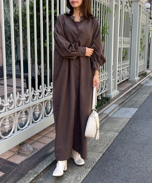 SETUP7（セットアップセブン）の「【SETUP7】ラウンドネック3WAYルーズワンピース きれいめ　ロング丈（ワンピース・レディース・ブラック/アイボリー/ミント/ホワイト/ネイビー/ブラック系その他2/ベージュ系その他2/グレー系2/インディゴブルー/ベージュ/グレー/オレンジ/サックスブルー/ブラウン系その他2/レッド系その他・FREE）」の6枚目の写真