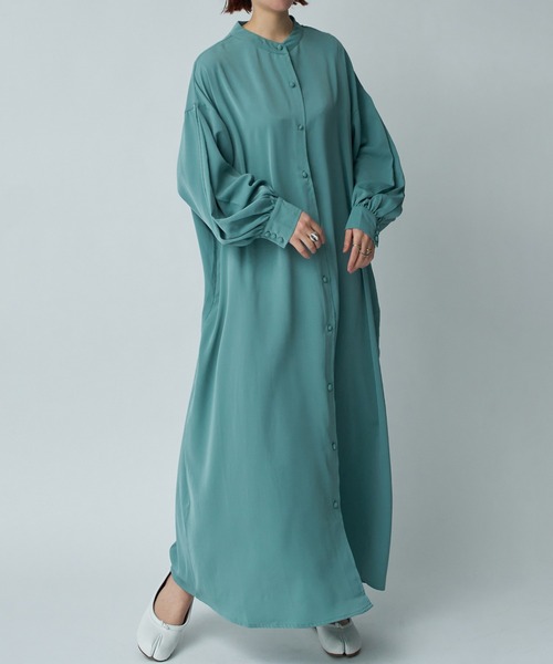 SETUP7（セットアップセブン）の「【SETUP7】ラウンドネック3WAYルーズワンピース きれいめ　ロング丈（ワンピース・レディース・ブラック/アイボリー/ミント/ホワイト/ネイビー/ブラック系その他2/ベージュ系その他2/グレー系2/インディゴブルー/ベージュ/グレー/オレンジ/サックスブルー/ブラウン系その他2/レッド系その他・FREE）」の20枚目の写真