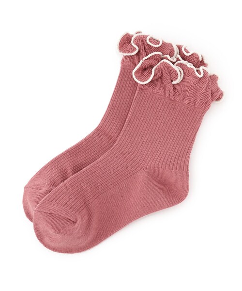 SHOO・LA・RUE（シューラルー）の「◆針抜きメロークルーソックス（ソックス/靴下・キッズ・ブラック/マスタード/ピンク系・56/59/53）」の3枚目の写真