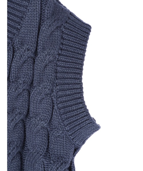 DURAS（デュラス）の「ケーブル編みニットベスト（ニット/セーター・レディース・ベージュ/ブラック/ブルー/ホワイト・FREE）」の8枚目の写真