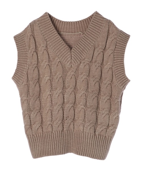 DURAS（デュラス）の「ケーブル編みニットベスト（ニット/セーター・レディース・ベージュ/ブラック/ブルー/ホワイト・FREE）」の18枚目の写真