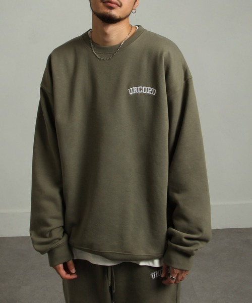 UNCORD(アンコード)の「【UNCORD】90's EMBROIDERY LOGO SWEAT / ビッグシルエット カレッジ アーチロゴ ロゴ刺繍 スウェット 【12oz】(スウェット・メンズ・ブラック/ネイビー/カーキ/オートミール/杢グレー/グレイッシュベージュ・MEDIUM/LARGE/X-LARGE)」の5枚目の写真