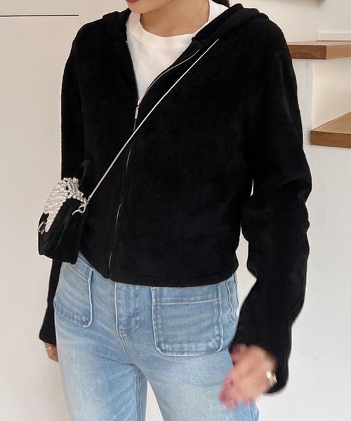 Vicente（ヴィセンテ）の「Fluffy short hoodie（パーカー・レディース・ブラック/グレー・FREE）」の21枚目の写真