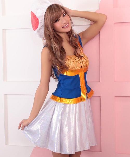スーパーマリオブラザーズのキノピオコスチュームノースリーブフレアミニワンピース3点セット コスチューム パーティーグッズ Mwah ムーア のファッション通販 Zozotown