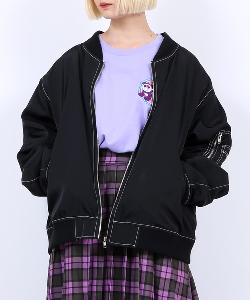 PUNYUS（プニュズ）の「パンダ刺繍Ｔシャツ（Tシャツ/カットソー・レディース・ブラック/ホワイト/ライトパープル・2/1/4/3）」の5枚目の写真