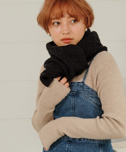 Bab（バブ）の「ケーブルニットマフラー（マフラー・レディース・ブラック/ベージュ/グレー/アイボリー/キャメル・ONESIZE）」の19枚目の写真