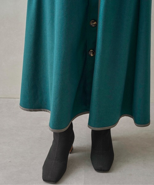 Chez toi（シェトワ）の「パイピング×ボタンウールタッチスカート（スカート・レディース・チャコールグレー/ベージュ/ピンク/グリーン・FREE）」の14枚目の写真