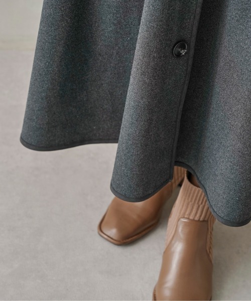 Chez toi（シェトワ）の「パイピング×ボタンウールタッチスカート（スカート・レディース・チャコールグレー/ベージュ/ピンク/グリーン・FREE）」の8枚目の写真