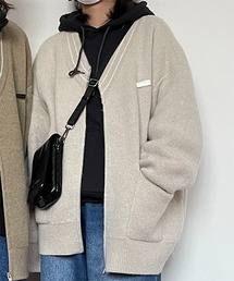 【MASONPRINCE】Oversized one-point logo ZIP cardigan MY2024