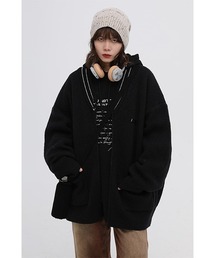 【MASONPRINCE】Oversized one-point logo ZIP cardigan MY2024
