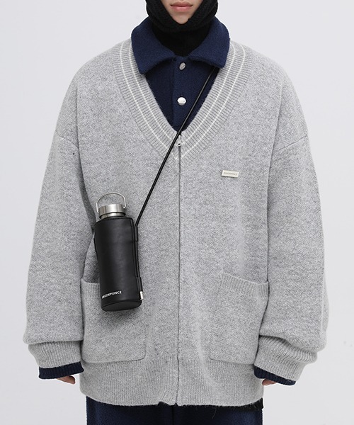 MASONPRINCE(メイソンプリンス)の「【MASONPRINCE】Oversized one-point logo ZIP cardigan MY2024(カーディガン/ボレロ・メンズ・ブラック/ブルー/グリーン/アイボリー/グレー・M/L/S)」の20枚目の写真
