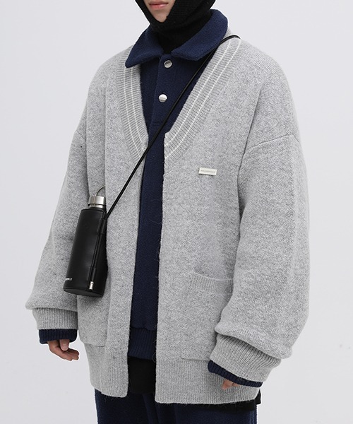 MASONPRINCE(メイソンプリンス)の「【MASONPRINCE】Oversized one-point logo ZIP cardigan MY2024(カーディガン/ボレロ・メンズ・ブラック/ブルー/グリーン/アイボリー/グレー・M/L/S)」の11枚目の写真