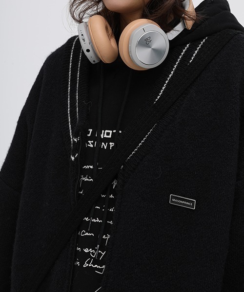 MASONPRINCE(メイソンプリンス)の「【MASONPRINCE】Oversized one-point logo ZIP cardigan MY2024(カーディガン/ボレロ・メンズ・ブラック/ブルー/グリーン/アイボリー/グレー・M/L/S)」の12枚目の写真