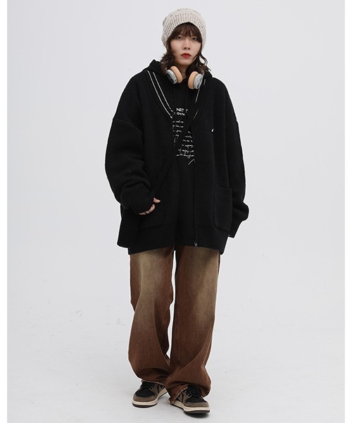 MASONPRINCE(メイソンプリンス)の「【MASONPRINCE】Oversized one-point logo ZIP cardigan MY2024(カーディガン/ボレロ・メンズ・ブラック/ブルー/グリーン/アイボリー/グレー・M/L/S)」の18枚目の写真