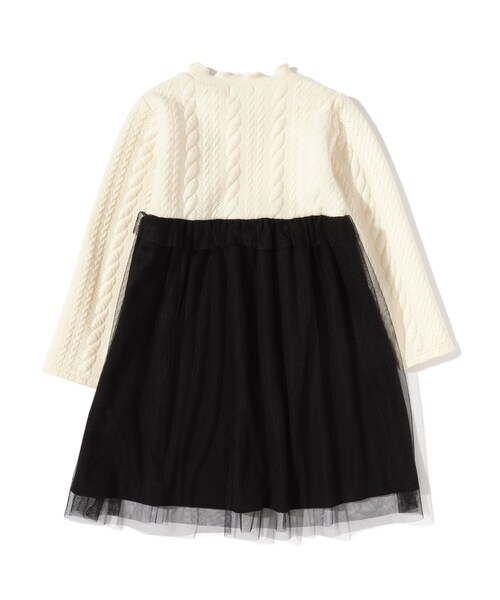 SHOO・LA・RUE（シューラルー）の「◆【100-140cm】ケーブルジャガー切替ワンピース（ワンピース・キッズ・ベビーピンク/アイボリー系4・10/11/12/13/14）」の4枚目の写真