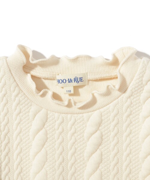 SHOO・LA・RUE（シューラルー）の「◆【100-140cm】ケーブルジャガー切替ワンピース（ワンピース・キッズ・ベビーピンク/アイボリー系4・10/11/12/13/14）」の3枚目の写真