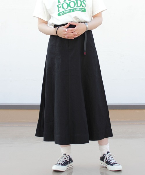 Gramicci(グラミチ)の「GRAMICCI/グラミチ リネンフォルソムスカート LINEN FOLSOM SKIRT G2SW-SK059(スカート・レディース・ブラック/ナチュラル・M)」の2枚目の写真