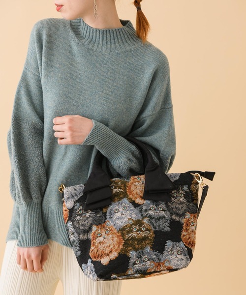 ゴブランジャガード　ネコ柄 ゴブランジャガード 生地 花柄 犬 わんこ 猫 にゃんこ 熊