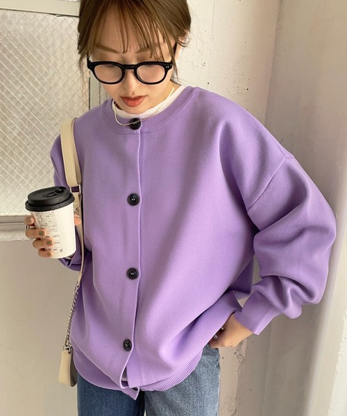 DISCOAT（ディスコート）の「【前後2WAY】スポンディッシュカーディガン（カーディガン/ボレロ・レディース・アイボリー/ブラック/バイオレット/イエロー・FREE）」の3枚目の写真