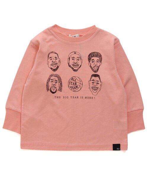 F.O.U(エフオーユー)の「バスケット選手プリントTシャツ(Tシャツ/カットソー・キッズ・ネイビー/ピンク/ライム/キナリ・100/110/120/130/140/150/160)」の4枚目の写真
