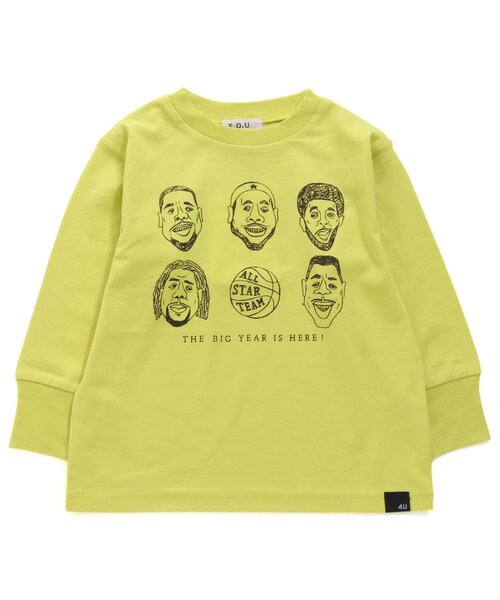 F.O.U(エフオーユー)の「バスケット選手プリントTシャツ(Tシャツ/カットソー・キッズ・ネイビー/ピンク/ライム/キナリ・100/110/120/130/140/150/160)」の2枚目の写真