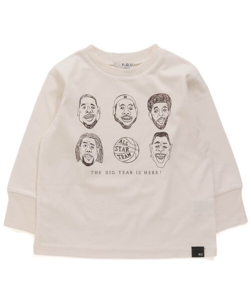 F.O.U(エフオーユー)の「バスケット選手プリントTシャツ(Tシャツ/カットソー・キッズ・ネイビー/ピンク/ライム/キナリ・100/110/120/130/140/150/160)」の1枚目の写真