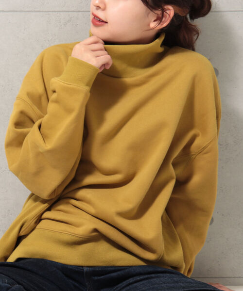 fredy repit(フレディレピ)の「裏起毛タートルスウェット(スウェット・レディース・ライトグレー/アイボリー/マスタード・38)」の3枚目の写真