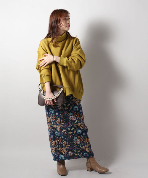 fredy repit(フレディレピ)の「裏起毛タートルスウェット(スウェット・レディース・ライトグレー/アイボリー/マスタード・38)」の11枚目の写真