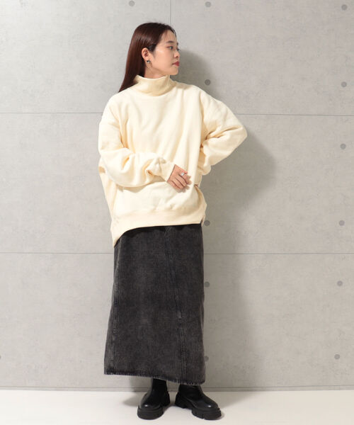 fredy repit(フレディレピ)の「裏起毛タートルスウェット(スウェット・レディース・ライトグレー/アイボリー/マスタード・38)」の14枚目の写真