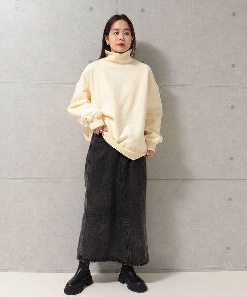 fredy repit(フレディレピ)の「裏起毛タートルスウェット(スウェット・レディース・ライトグレー/アイボリー/マスタード・38)」の15枚目の写真